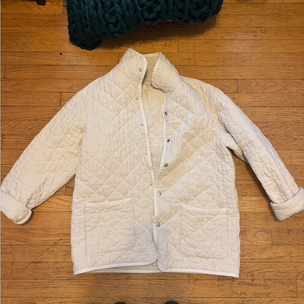 Utility Canvas quilted snap jacket